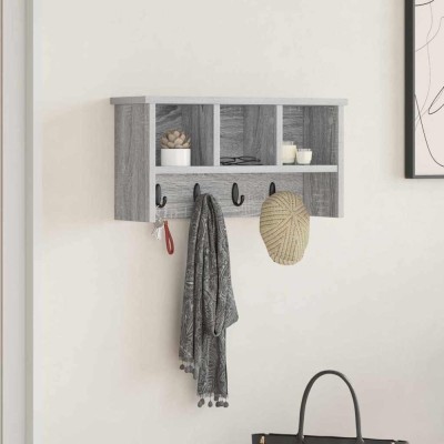 vidaXL Răcător de paltoane montat pe perete sonoma gri 50 x 16 x 26 cm 874312 foto