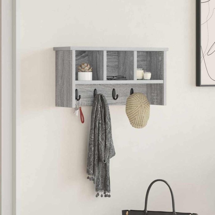 vidaXL Răcător de paltoane montat pe perete sonoma gri 50 x 16 x 26 cm 874312