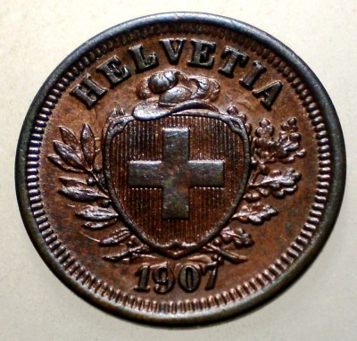 C.050 ELVETIA 1 RAPPEN 1907 B XF EROARE foto