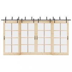 vidaXL Set feronerie pentru uși glisante, negru, 427 cm, oțel