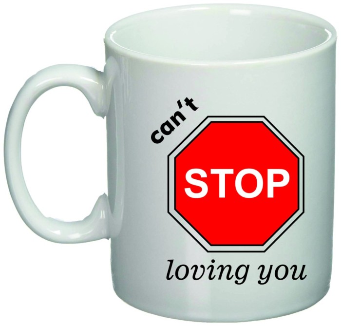 Cana alba personalizata &quot;can&#039;t stop loving you&quot;, INOVATIX&reg;. 330ml