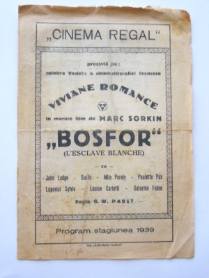 QW13 - Program cinematograf - Cinema Regal - anul 1939 foto