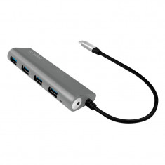 HUB 4 porturi USB3.0, USB3.1-C pe cablu, Carcasa Aluminiu, Logilink UA0309 foto