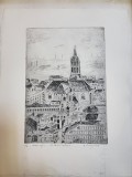 Gravură Sint-Andrieskerk - Antwerpen - artist A. Vereycken, Istorice, Cerneala, Realism