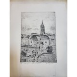 Gravură Sint-Andrieskerk - Antwerpen - artist A. Vereycken