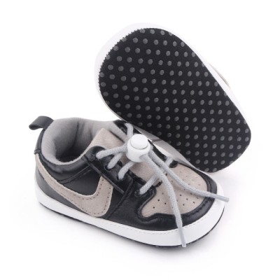 Pantofiori sport pentru bebelusi, gri cu negru (Marime Disponibila: 6-9 luni foto