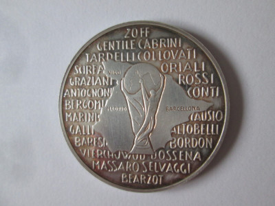 Medalie aUNC Italia Campioană Mondială Fotbal-Spania 1982 argint 986 foto