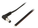 Cablu Alimentare 2x0,75mm2 cu Mufă Unghiulară DC 5,5/2,1 Negru 0,5m