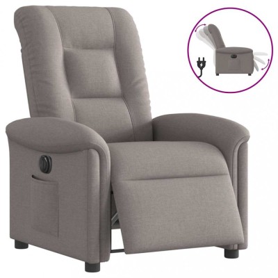 vidaXL Fotoliu rabatabil electric, gri taupe, material textil foto