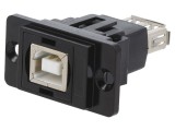 Adaptor USB A Soclu la USB B Soclu DualSlim USB 2.0 Aurit Metal