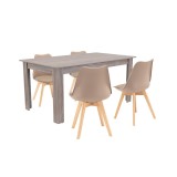 Cumpara ieftin Set de masă Lola 4+1 bej-stejar York