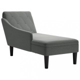VidaXL Șezlong cu pernă și cotieră dreaptă, gri &icirc;nchis, textil