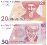 Bancnota Kyrgyzstan 20 si 50 Som (1994) - P10/11 UNC ( set x2 )