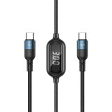 Cablu Incarcare si date USB Type-C la USB Type-C Remax Litxn Series, 1 m, 60W, Afisaj Led, Negru RC-193a