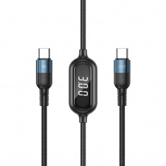 Cablu Incarcare si date USB Type-C la USB Type-C Remax Litxn Series, 1 m, 60W, Afisaj Led, Negru RC-193a