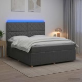 Cumpara ieftin Pat cu arcuri LED si saltea Gri inchis 180 x 200 cm Tesatura
