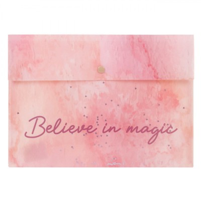 Mapă cu Capsă, Believe in Magic, Roz Mov, 32x23 cm foto