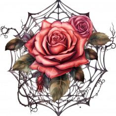 Sticker decorativ, Trandafiri, Rosu, 62 cm, 1343STK-15