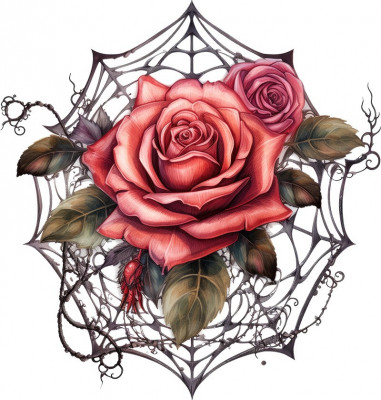 Sticker decorativ, Trandafiri, Rosu, 62 cm, 1343STK-15 foto
