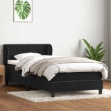 Cumpara ieftin Pat box spring cu saltea, negru, 90x210 cm, catifea