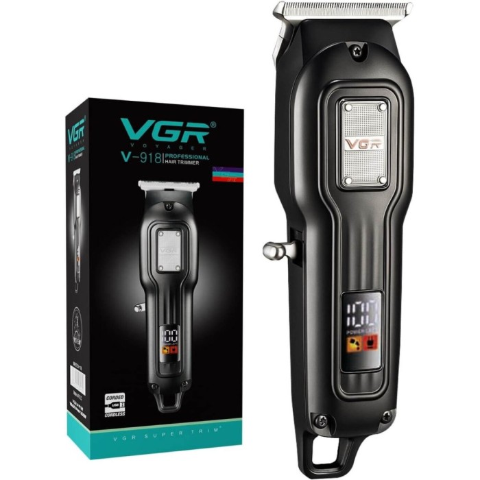 Aparat de tuns si ras profesional VGR V-918, barbierit confortabil fara iritatii, afisaj digital, impermeabil, ideal pentru utilizare umeda si uscata