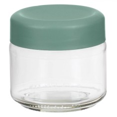 Borcan Sticlă, Model Rotund, Capac Verde Mentă, Capacitate 330 ml, Potrivit Congelator, Lavabil Mașină Vase