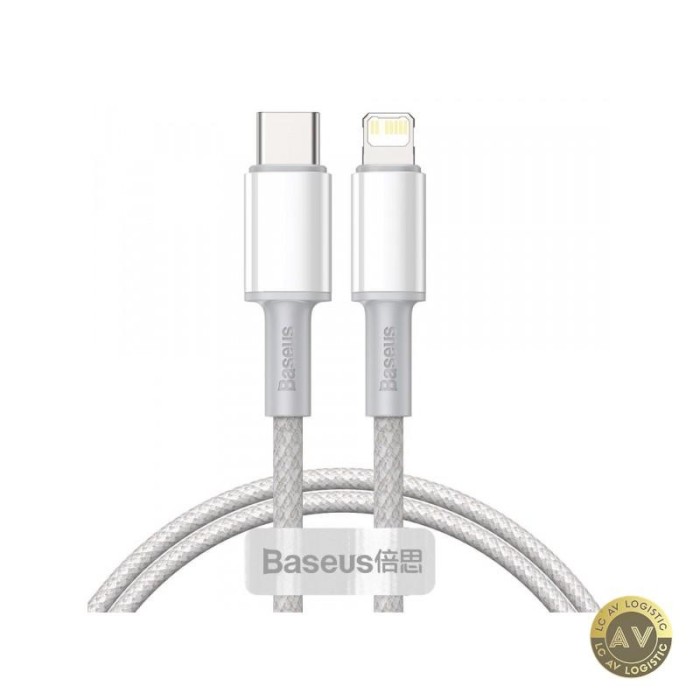 Cablu Date si Incarcare USB-C - Lightning Baseus High Density Braided 20W 1m Alb CATLGD-02