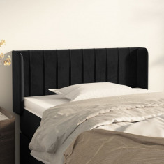vidaXL Tăblie de pat cu aripioare negru 83x16x78/88 cm catifea foto