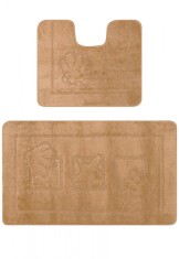 Set 2 Covorase Baie Model Maritime 2546, Marimi 60 x 100 50 x 60 cm, Bej, Inaltime Fir 0, Antiderapant, Antialergic, Polipropilena