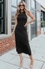 K812-1 Rochie neagra casual fara maneci si crapaturi pe laterale, L/XL, M, S/M