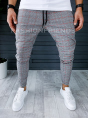 Pantaloni barbati in carouri cu rosu smart casual ZR P18027 foto