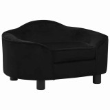 VidaXL Canapea pentru c&acirc;ini, negru, 67x47x36 cm, pluș