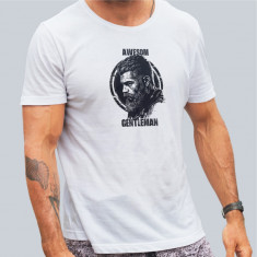 Tricou personalizat barbat "AWESOME GENTLEMAN", Alb, Marime L