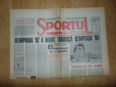 Ziarul Sportul Romanesc 10 August 1992 foto