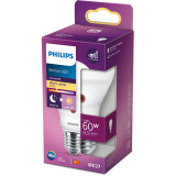 Bec LED cu senzor de lumina A60, EyeComfort, E27, 7.5W (60W), 806 lm, lumina alba calda (2700K), Philips