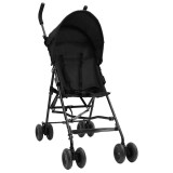 Carucior Sport Copii vidaXL Antracit/Negru, Cadru Otel, Pliabil, Siguranta 3 Puncte, Roti Pivotante, Protectie UV, 43x64x97 cm