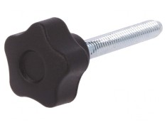 Buton de reglare negru &Oslash; 25mm M6 40mm H 19mm