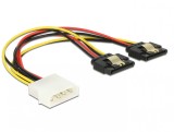 Cablu de alimentare Molex 4 pini la 2 x SATA 15 pini cu clips T-M 20cm, Delock 85237