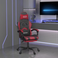 Scaun gaming pivotant/suport picioare negru/rosu vin piele eco GartenMobel Dekor foto