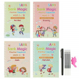 Cumpara ieftin Set cu 4 caiete de lucru si stilou magic pentru scris si desenat Sank Magic, rechizite scolare, multicolor, 19 cm X 13 cm for Your BabyKids, KidsCare