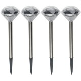Lampa solara LED Cristal, inaltime 34 cm, iluminare alb, tip tarus, set 4 bucati, Home