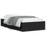 Cumpara ieftin Cadru de pat cu sertare, negru, 100x200 cm, lemn prelucrat