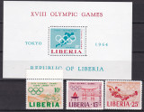 Liberia 1964 sport olimpiada MI 623-625 + bl.31 MNH