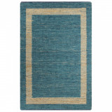 Covor manual, albastru, 120 x 180 cm, iută