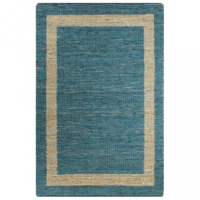 Covor manual, albastru, 120 x 180 cm, iută foto