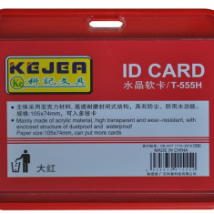 Buzunar Pvc, Pentru Id Carduri, 105 X 74mm, Orizontal, 5 Buc/set, Kejea - Rosu