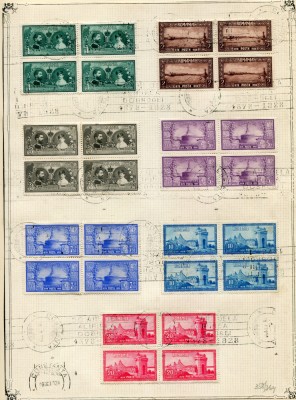 1928 , Lp 81, 50 de ani de la unirea Dobrogei , serie in bloc de 4 - stampila aniversara / coala carton foto