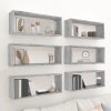 VidaXL Rafturi de perete cub, 6 buc., gri sonoma, 60x15x23 cm, lemn 815929