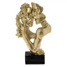 Figurină Decorativă, Model Fete Sărut Flori, Aurie, 19x9x30cm