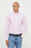Cumpara ieftin Gant camasa din bumbac barbati, culoarea roz, cu guler button-down, regular